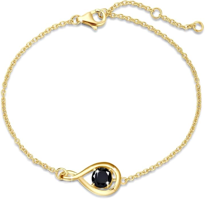 FANCIME Love Bracelet 925 Sterling Silver Infinity Birthstone Bracelets for Women Fine Jewelry Birthday Christmas Gifts for Her Mom Wife, Chain Length 6.7"+1.2" Extend