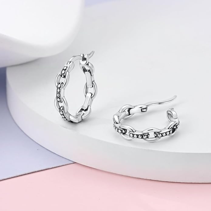 NARMO 925 Sterling Silver Hoop Earrings for Women Hypoallergenic Lightweight Simple Huggie Hoop Earrings Twisted Hoop Earrings Colorful Cubic Zirconia Hoop Earrings Rainbow Hoop Earrings