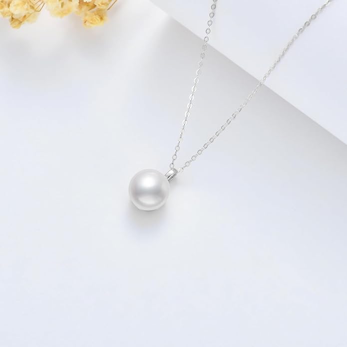 10K Gold Freshwater Culturend Pearl Pendant Necklaces for Women, Birthda Jewelry Gifts for Her, 16-18 Inch