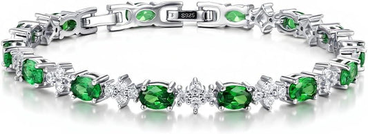 Tennis Birthstone Bracelets Sterling Silver Bracelets Charm Jewelry Birthday Gifts for Women,Girlfriend,Wife,Mom - Graduation, Friendship,Birthday, Anniversary