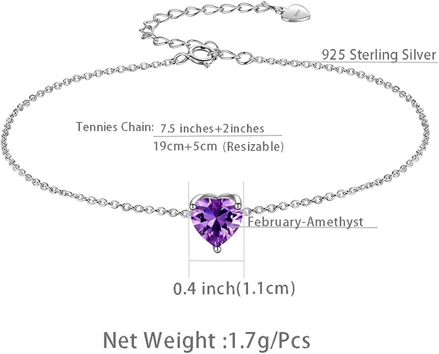 Aurora Tears 925 Sterling Silver 12 Birthstone Hearts Jewelry Women Crystal Wedding/Engagement/Bridal Heart Necklace/Earring/Ring/Bracelet Sets Jewellery