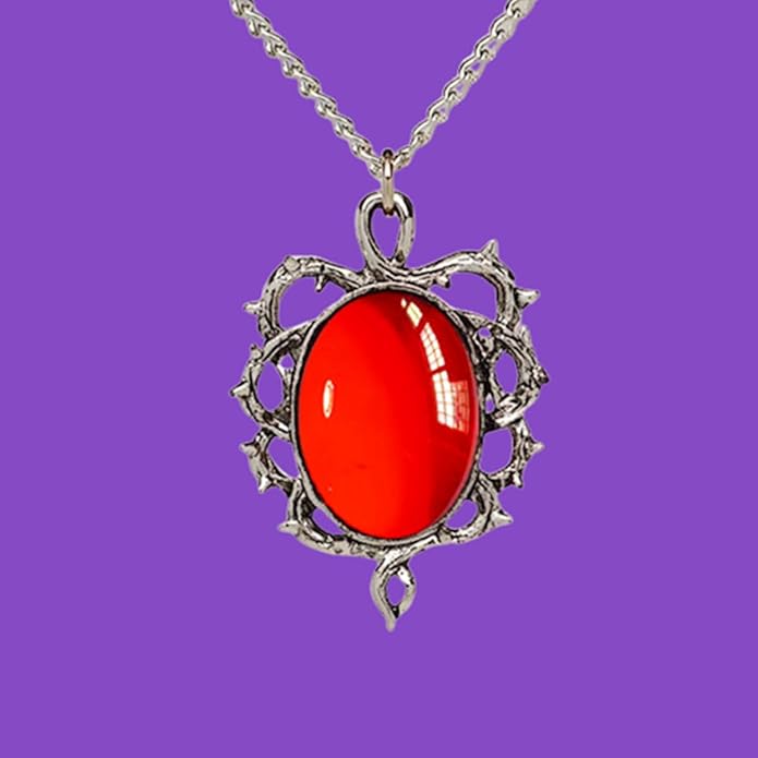MIFYNN Gothic Stardust Crystal Cameo Necklace Red Purple Crystal Pendant Necklace Vintage Satan Demon Halloween Jewelry for Women