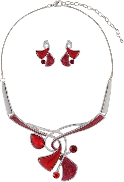 Chunky Statement Jewelry Set Vintage Retro Leaf Flower Floral Geometric Bohemian Boho Bib Necklace Earring Set Fashion Costume Jewelry for Women Girls Wedding Party Prom Unique Gift