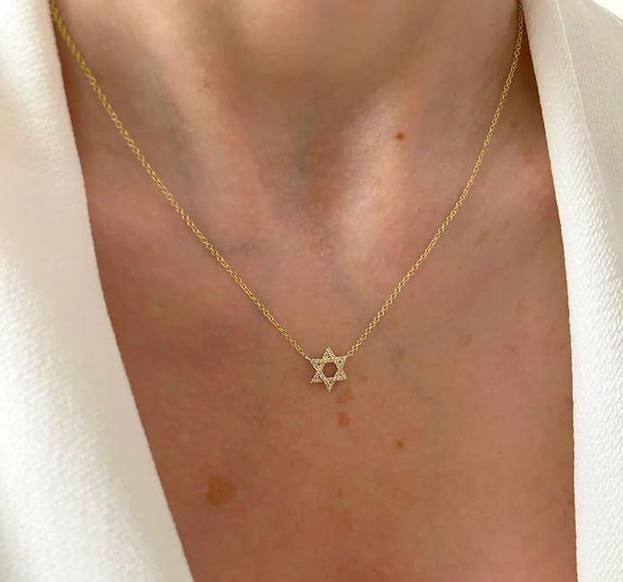 Gold Necklace for Women-14k Gold Plated Infinity Necklace Star Of David Necklace Evil Eye Cross Pendants Heart Dainty Gold Necklace For Women