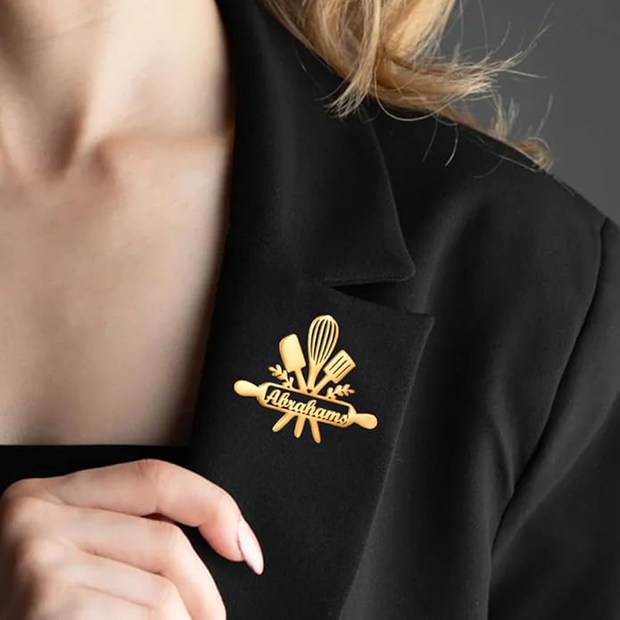 YHLISO Personalized Customize Double Names Stainless Steel Brooch Pin Custom Logo Gold Name Badges Products for Women Jewelry