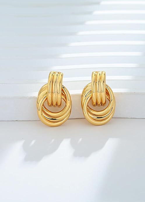 LILIE&WHITE Gold Chain Dangle Earrings - Women's Hypoallergenic Fashion Gift Earrings