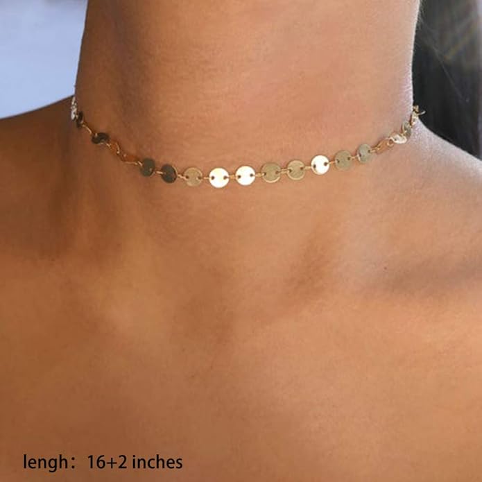 Turandoss Gold Layered Necklaces for Women - 14K Gold Plated Handmade Multilayer Bar Pearls Coin Disc Moon Butterfly Medallion Adjustable Dainty Layered Choker Necklaces for Women Jewelry