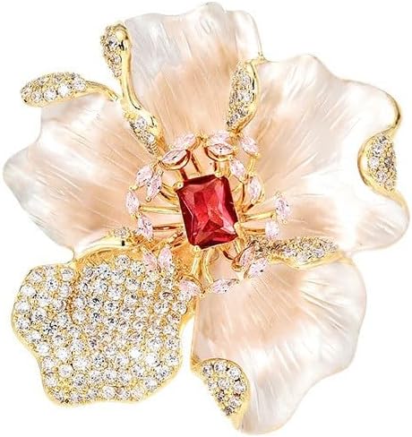 Flower Brooch Pin - Rhinestone Flower Pin 18k Gold Plated - Thanksgiving Day, Birthday, Wedding Gifts for Mom, Wife