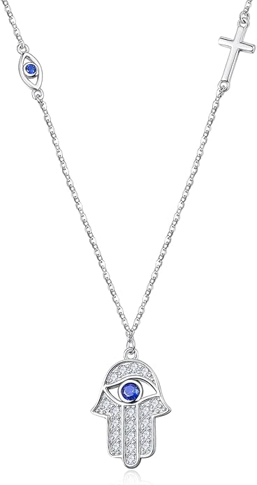 Dreamboat Sterling Silver Evil Eye Necklace for Women Protection Necklace Hamsa Nazar Mal De Ojo Turco Spiritual Jewelry Evil Eye Gifts