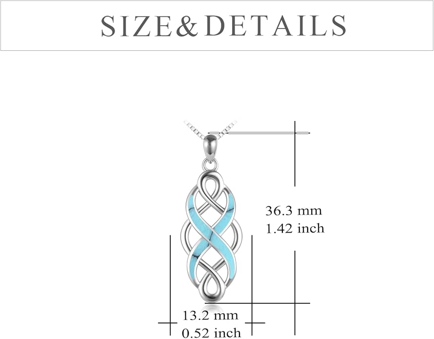 YFN Irish Celtic Knot Created Opal Pendant Necklace Sterling Silver Black Necklaces for Women Men 18"
