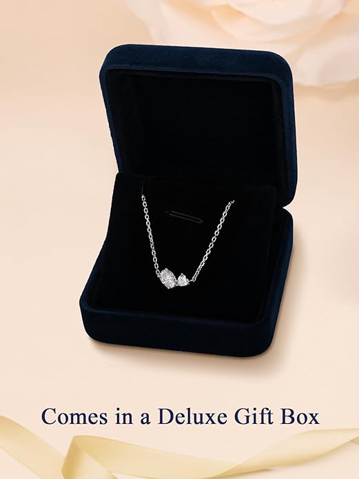 CYW Moissanite/Ruby/Sapphire/Emerald Dainty Pendant Necklace for Women, Novelty Design, Really Authentic Solid 925 Sterling Silver, 16"/18"/20" Adjustable, Birthday Anniversary Valentines Gift