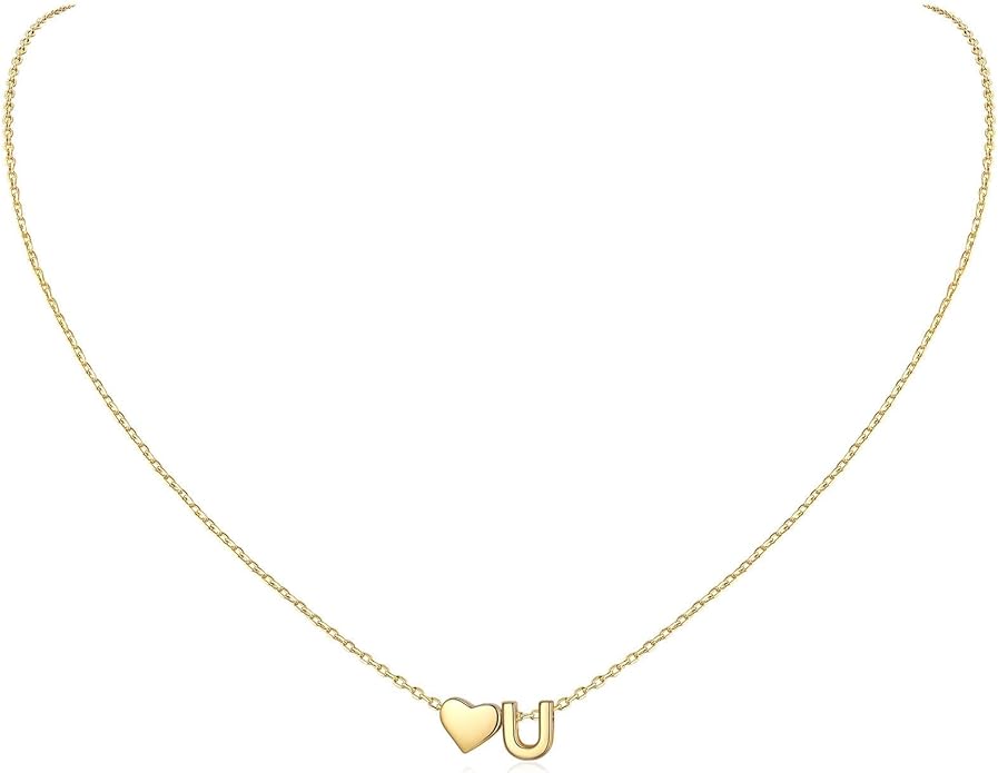 ChicSilver 925 Sterling Silver Heart Initial Necklaces for Women -Dainty Personalized Heart Pendant Letter Alphabet Necklace for Women