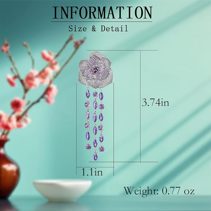 Flower Brooch Pin - Rhinestone Flower Pin 18k Gold Plated - Thanksgiving Day, Birthday, Wedding Gifts for Mom, Wife