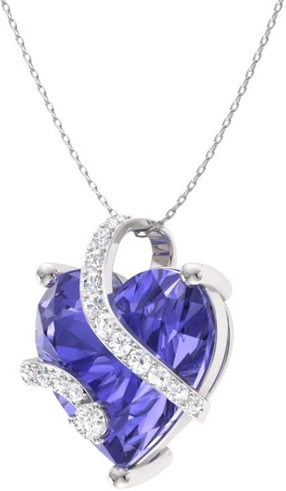 Diamondere Natural and Certified Heart Cut Gemstone and Diamond Wrap Heart Petite Necklace in 14k Solid Gold | 1.68 Carat Pendant with 18 Inch Chain Valentine's Day gift for her