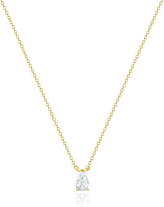 Zeffy Diamond Necklaces for Women, Dainty Gold Necklace 18k Gold Plated Layered Necklaces Simple Gold CZ Diamond Pendant Necklaces for Women Trendy Jewelry Gifts for Girls