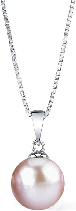 The Pearl Source Freshwater Pearl Pendant Sydney Necklace for Women - Cultured Pearl Necklace | Single Pearl Necklace for Women with 925 Sterling Silver Chain