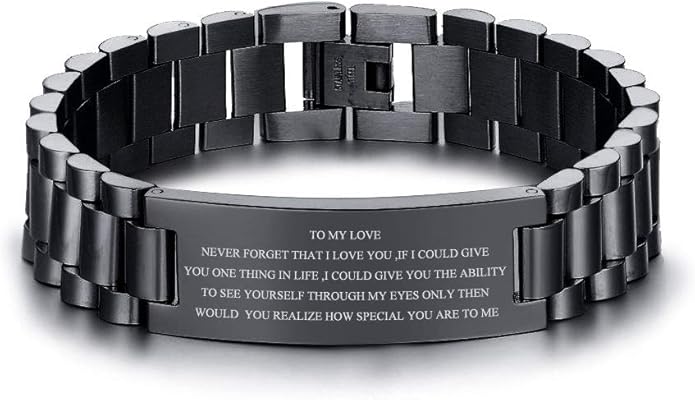 VNOX Masculine Watch Band Stainless Steel Link Bracelet Personalized Jewelry Gift for Men DAD Father Husband Boyfriend