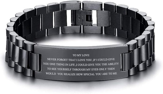 VNOX Masculine Watch Band Stainless Steel Link Bracelet Personalized Jewelry Gift for Men DAD Father Husband Boyfriend