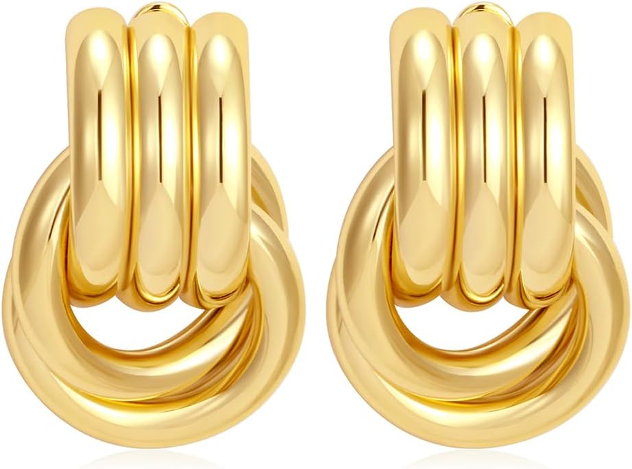 Geometric Earrings for Women, Chunky Dangle Earrings Trendy Vintage Statement Earrings Dupes Jewelry for Women