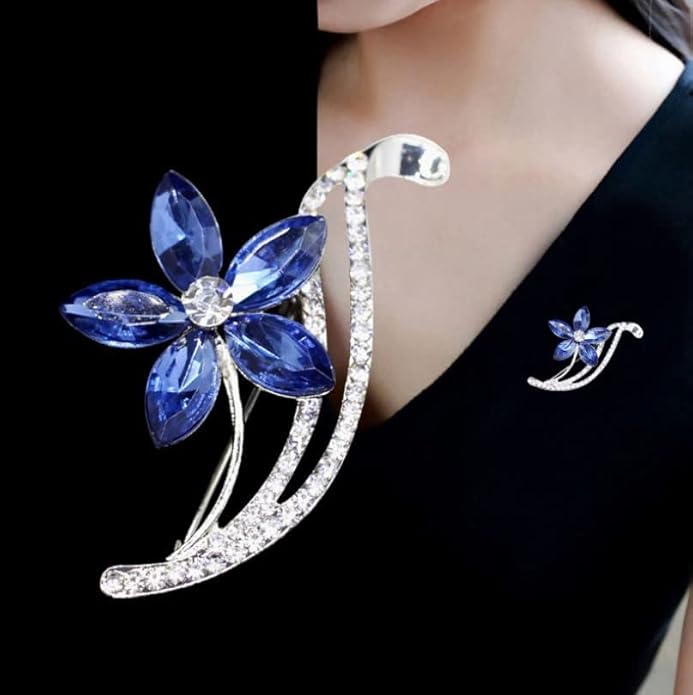 coadipress Flower Brooch for Women Girls Crystal Rhinestone Flower Floral Lapel Pin Elegant Clothing Accessory Wedding Gift Fashion Jewelry Gift