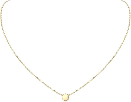 ChicSilver Personalized 925 Sterling Silver Dainty Small Heart/Star/Moon/Dot/Triangle Pendant Necklace for Women, Silver/Gold/Rose Gold/Black (with Gift Box)