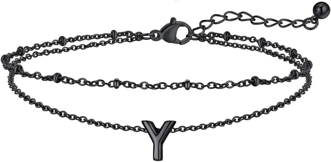 FaithHeart Initial Ankle Bracelets for Women, Waterproof 14k Gold Plated Initial Anklets Non Tarnish Stainless Steel Layered Anklet Summer Beach Foot Jewelry