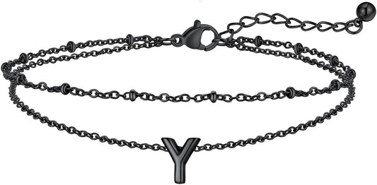 FaithHeart Initial Ankle Bracelets for Women, Waterproof 14k Gold Plated Initial Anklets Non Tarnish Stainless Steel Layered Anklet Summer Beach Foot Jewelry