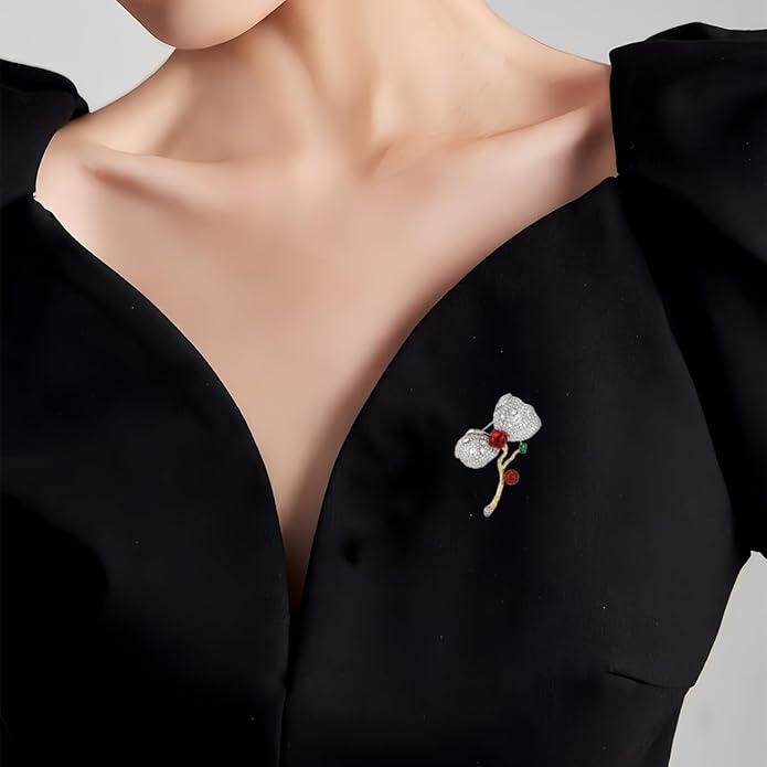 Fashion Flower Brooches for Women Rhinestone Flower Brooches Pins 18k Gold Plated Lapel Pins Jewelry for Girlfriend Wife