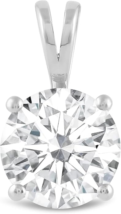 Everyday Elegance Solid 14K Gold Cubic Zirconia Solitaire Pendant Necklace for Women Heart, Princess, Round, Oval, Emerald, Pear & Cushion Cut 1 or 2 CTW | .60mm Thick 16" 18" Length Box Link Chain