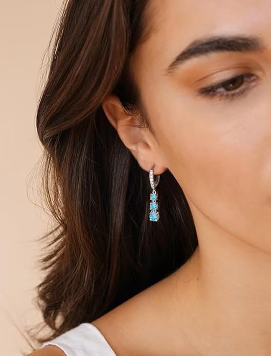 Starchenie Dangle Drop Earrings for Women 925 Sterling Silver Leverback Earrings Birthstone Jewelry