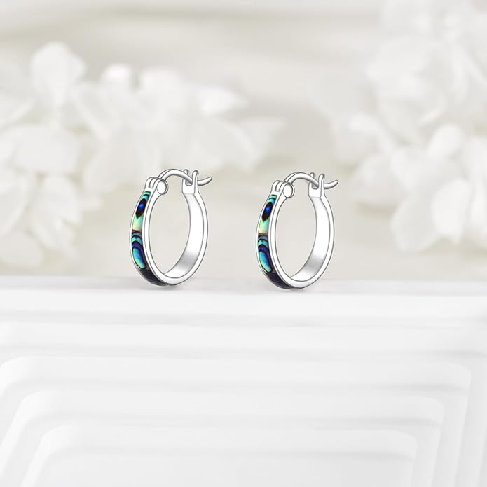 Sterling Silver Hoop Earrings Small Hoop Sun/Leaf/Triangle Huggie Earrings for Women Hypoallergenic