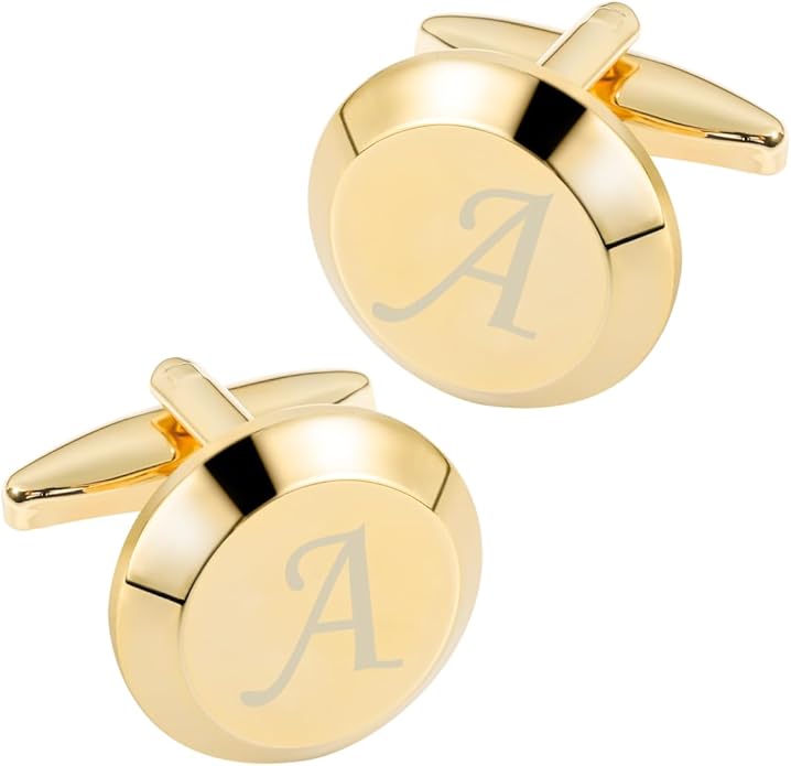 GWD Cufflinks for Men Stainless Steel Initial Cuff Links Alphabet Letter A-Z Groom Father Gift