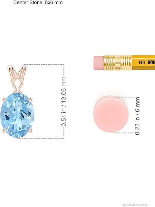 Angara Natural Aquamarine Solitaire Pendant for Women | Vintage in 14K Solid Gold/Platinum With 18" Chain | March Birthday, Anniversary, Gemstone Jewelry Gift