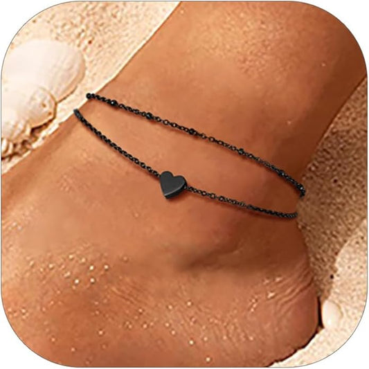 PROSTEEL Stainless Steel Chain Anklets for Women, Silver/Gold Tone, Ankle Bracelets Hypoallergenic, 8-10.5 Inch Adjustable, Come with Box