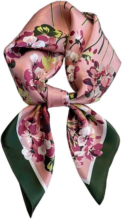 ANDANTINO 100% Mulberry Silk Square Scarf for Hair-25.6" X25.6'' Women Men Natural Silk Neckerchief Digital Printed Headscarf