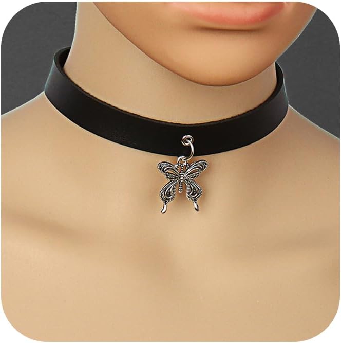 QWALIT Black Choker Necklace - Gothic Leather Choker for Women & Men - Punk Accessories for Festival, Party, Halloween, Cosplay