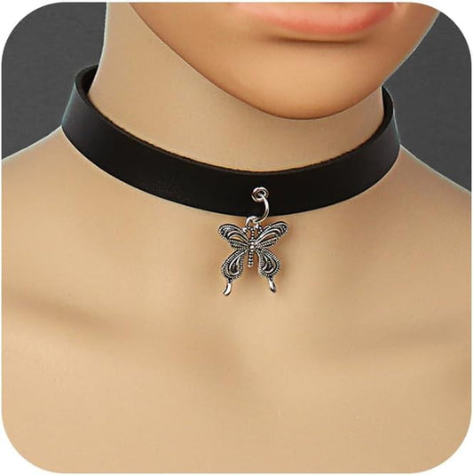 QWALIT Black Choker Necklace - Gothic Leather Choker for Women & Men - Punk Accessories for Festival, Party, Halloween, Cosplay