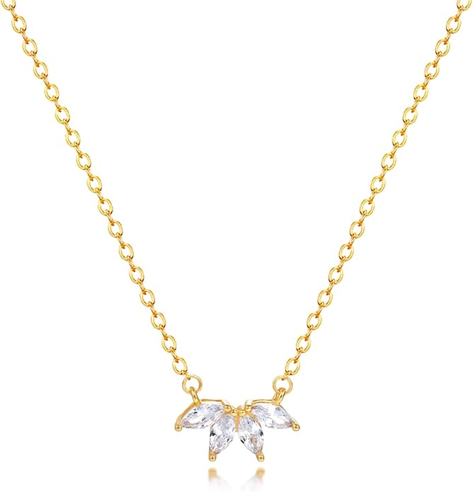 Zeffy Diamond Necklaces for Women, Dainty Gold Necklace 18k Gold Plated Layered Necklaces Simple Gold CZ Diamond Pendant Necklaces for Women Trendy Jewelry Gifts for Girls
