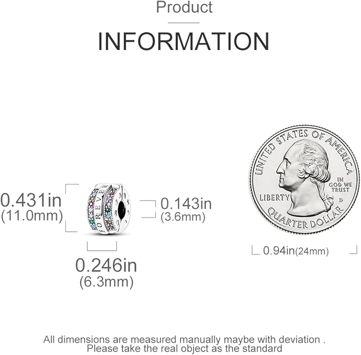 Parmuz Clip Spacer Charm for Bracelet 925 Sterling Silver Pave Cubic Zirconia Lock Stopper Bead Star Moon Evil Eye Jewelry Charm for Woman