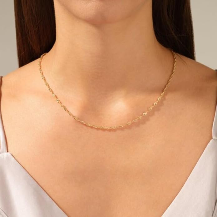 925 Sterling Silver Singapore Chain Lobster Clasp Paperclip Necklace for Women Sparkling Chain 2mm2.5mm3mm4mm5mm Gifts for Her