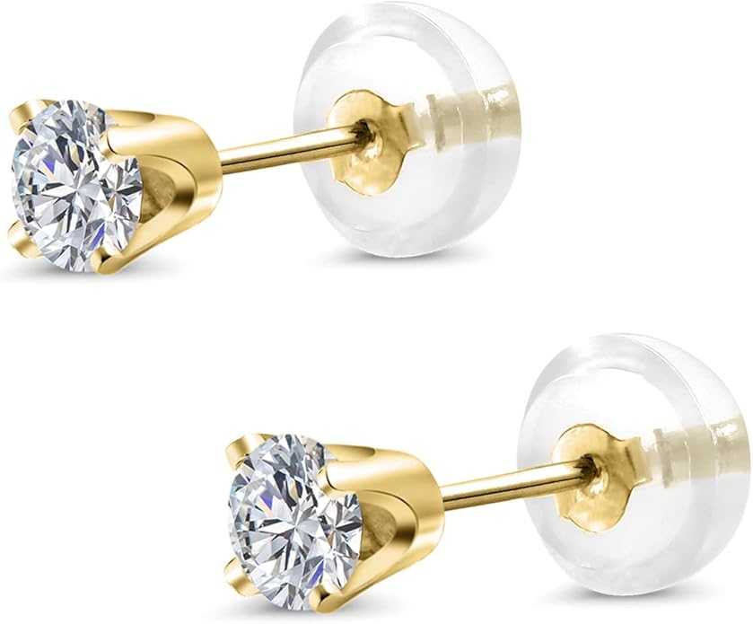 Gem Stone King 0.20 to 6 Cttw 14K Gold Lab Grown Diamond Stud Earrings | Gold Earrings For Women Men | E-F Color | VS1-VS2 Clarity