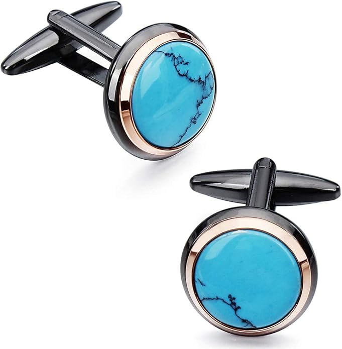 HAWSON Cufflinks and Studs for Men-Fashion Men Vintage Enamel Carbon Fiber Tuxedo Shirt Cufflinks and Studs Set for Regular Wedding Business Accessories