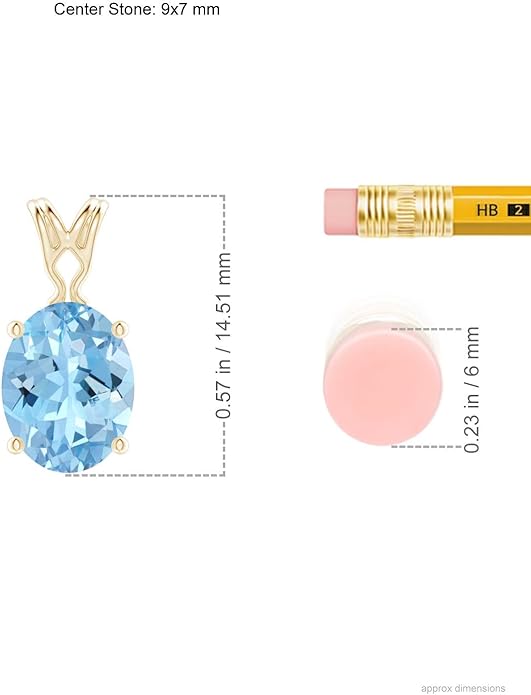 Angara Natural Aquamarine Solitaire Pendant for Women | Vintage in 14K Solid Gold/Platinum With 18" Chain | March Birthday, Anniversary, Gemstone Jewelry Gift