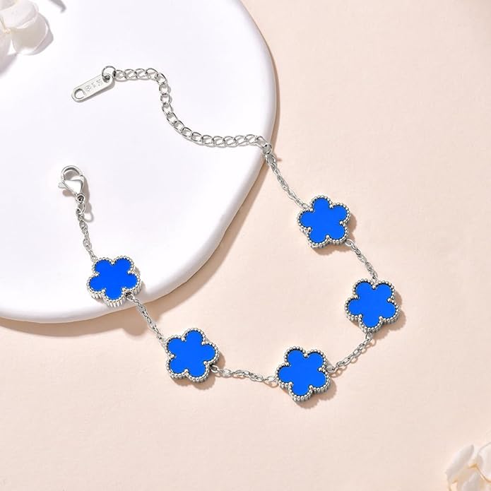 18K Gold-Plated Four Leaf Clover Bracelet for Women,Adjustable lucky Bracelet Set Jewelry Gift-Hypoallergenic Charm for Birthdays, Wellness & Daily Wear