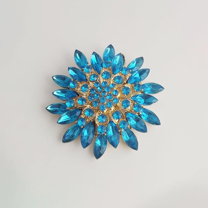 Rhinestone Large Flower Brooches Pins for Women Fashion Sparkly Crystal Sunflower Statement Brooch Unique Wedding Party Suit Dress Jewelry Accessories
