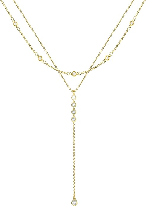 Suyi Lariat Necklace for Women Gold Dainty Long Necklace 14k Gold Plated Y-Shaped Necklaces