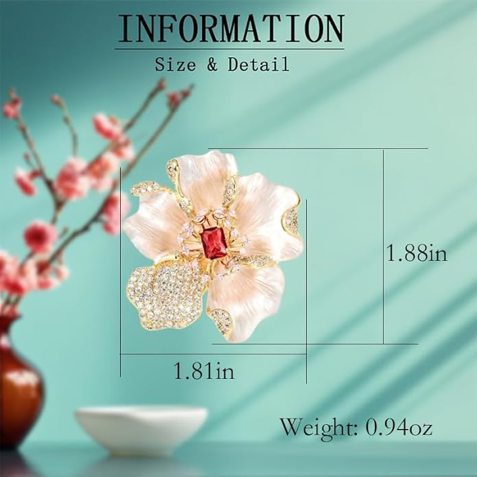 Flower Brooch Pin - Rhinestone Flower Pin 18k Gold Plated - Thanksgiving Day, Birthday, Wedding Gifts for Mom, Wife