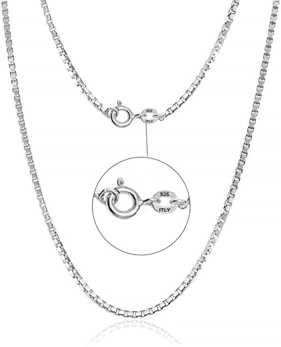 LeCalla 925 Sterling Silver Italian 0.08 MM, 1 MM, 2 MM Box Chain Necklace for Women Men with Spring Ring Clasp, Made in Italy (16, 18, 20, 22, 24 Inches)