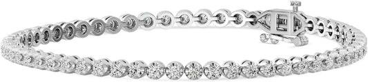 GILDED 1-3 Cttw Round Lab Grown Diamond Diamond Tennis Bracelets for Women | Sterling Silver Bracelet | Fine Jewelry for Her | Timeless Design | Gift Box Included