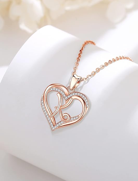 INFUSEU Unique Initial Necklaces for Women Girls Small Heart Letter Jewelry, Meaningful Personalized Gifts